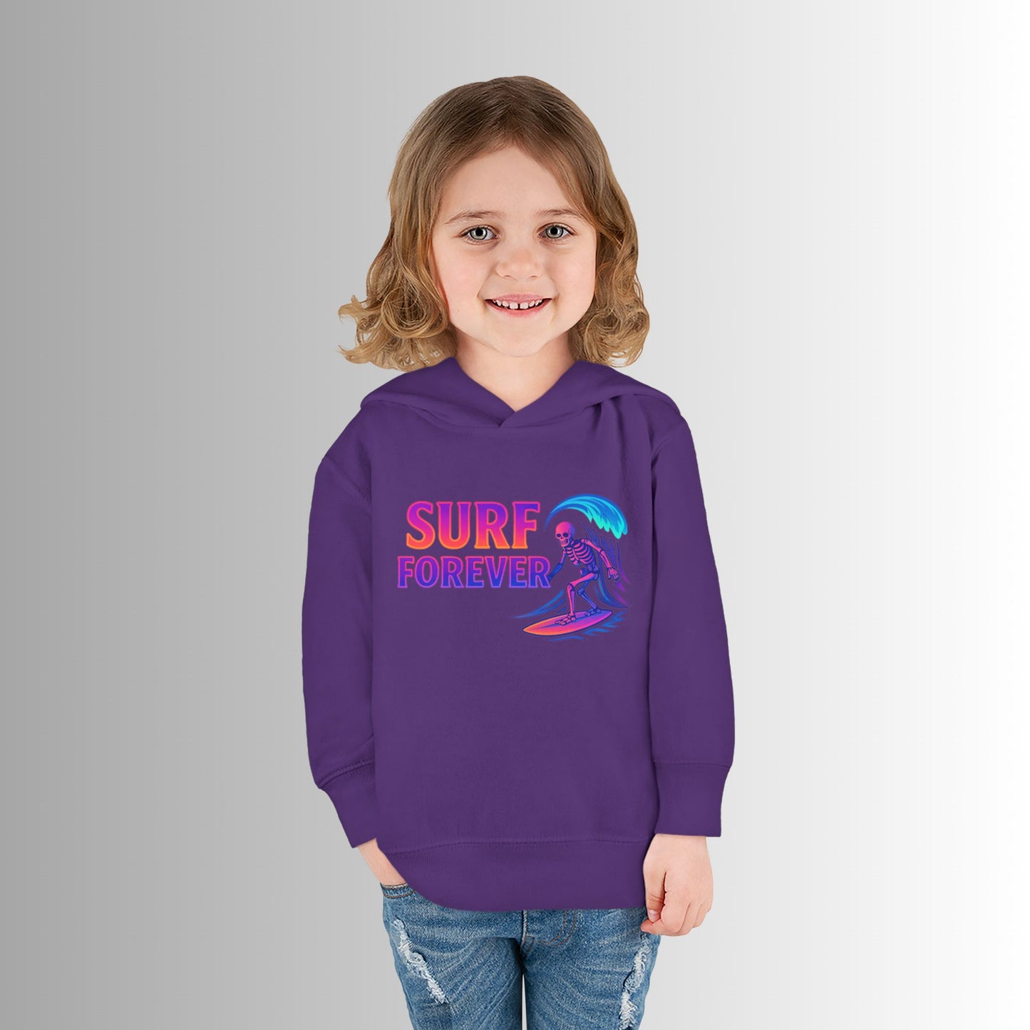 Toddler Hoodie — Neon 'Summer Vibes' Skeleton Pullover