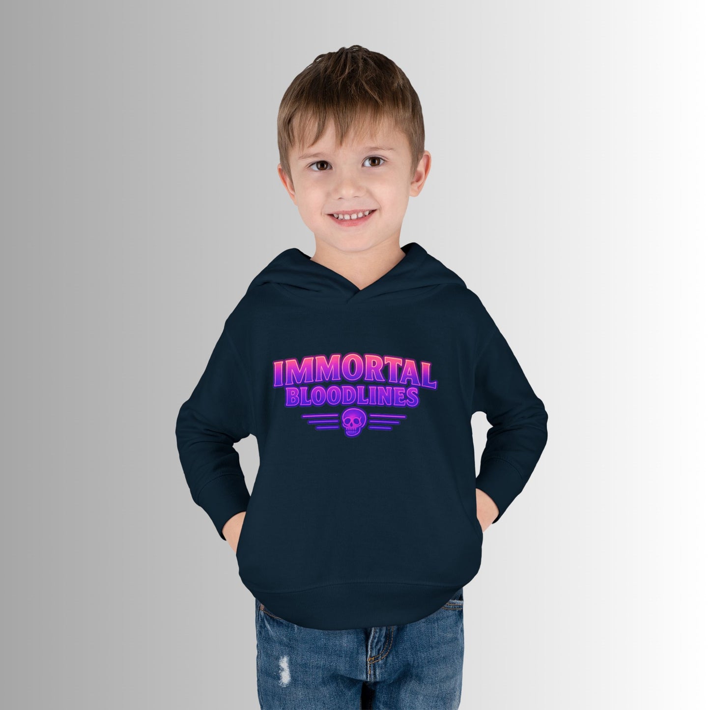 Toddler Hoodie — Neon 'Summer Vibes' Skeleton Pullover