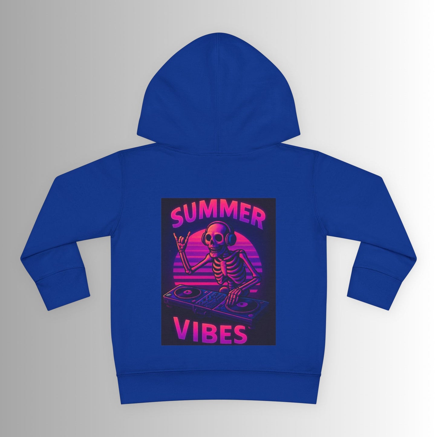 Toddler Hoodie — Neon 'Summer Vibes' Skeleton Pullover