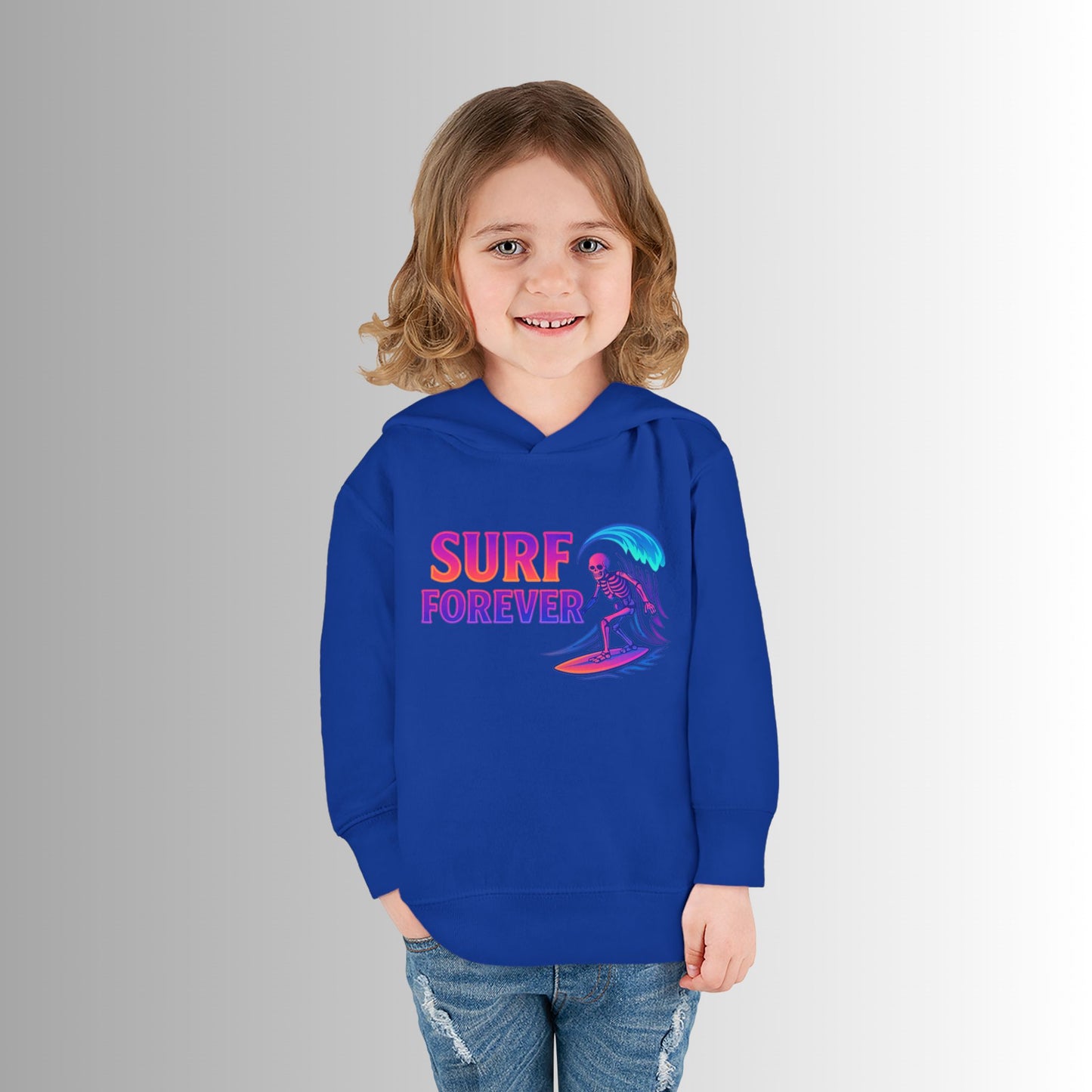Toddler Hoodie — Neon 'Summer Vibes' Skeleton Pullover