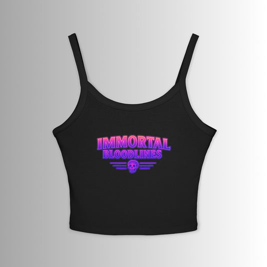 Immortal Bloodlines Crop Tank Top — Retro Neon Gothic Graphic
