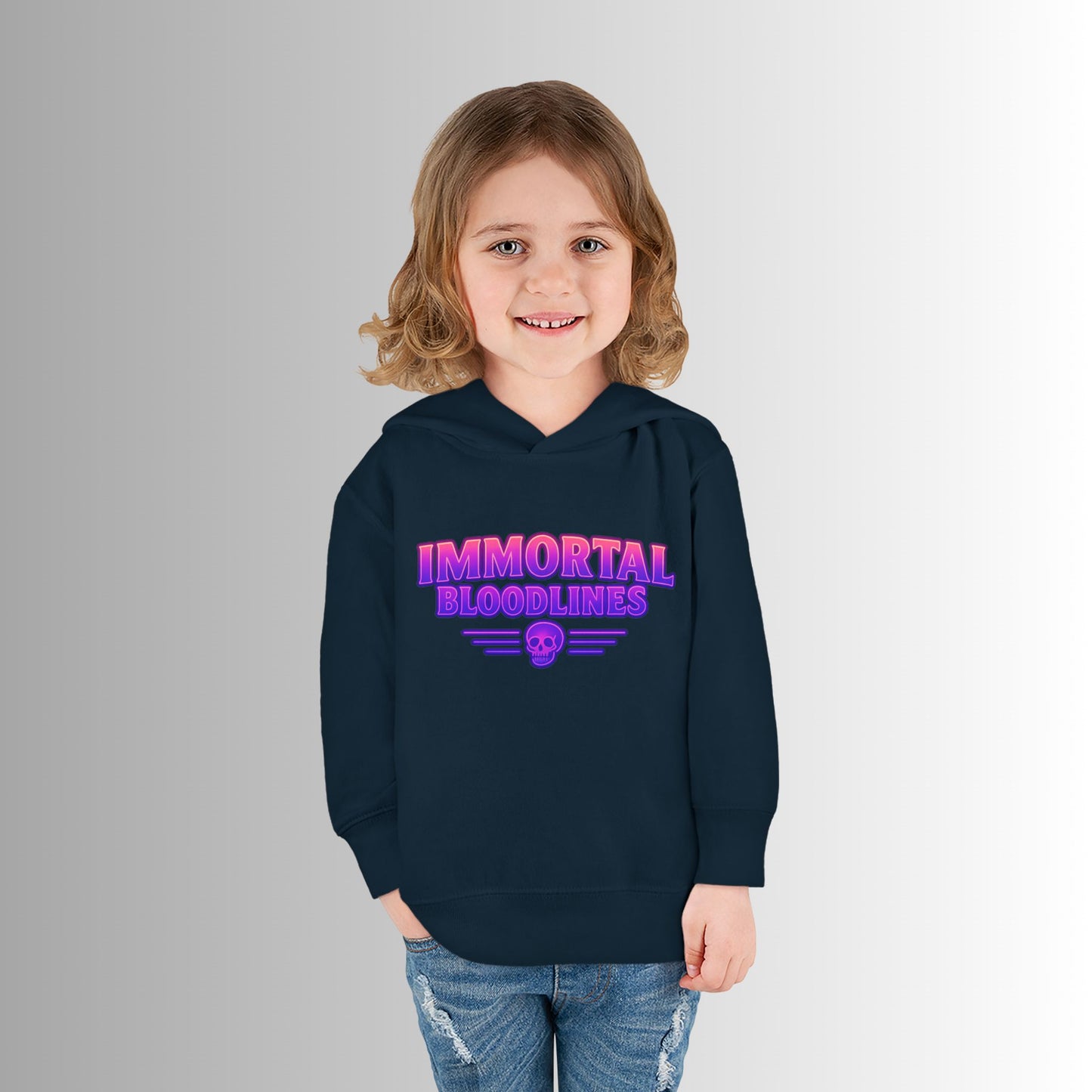 Toddler Hoodie — Neon 'Summer Vibes' Skeleton Pullover