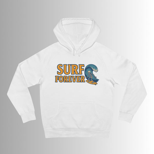 Surf Forever Hoodie — Retro Wave Skeleton Surf Graphic Pullover