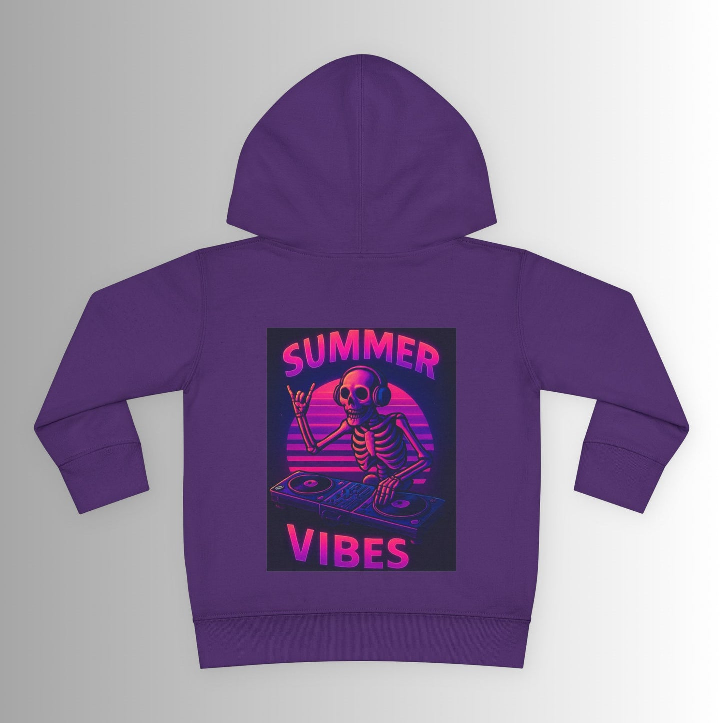 Toddler Hoodie — Neon 'Summer Vibes' Skeleton Pullover