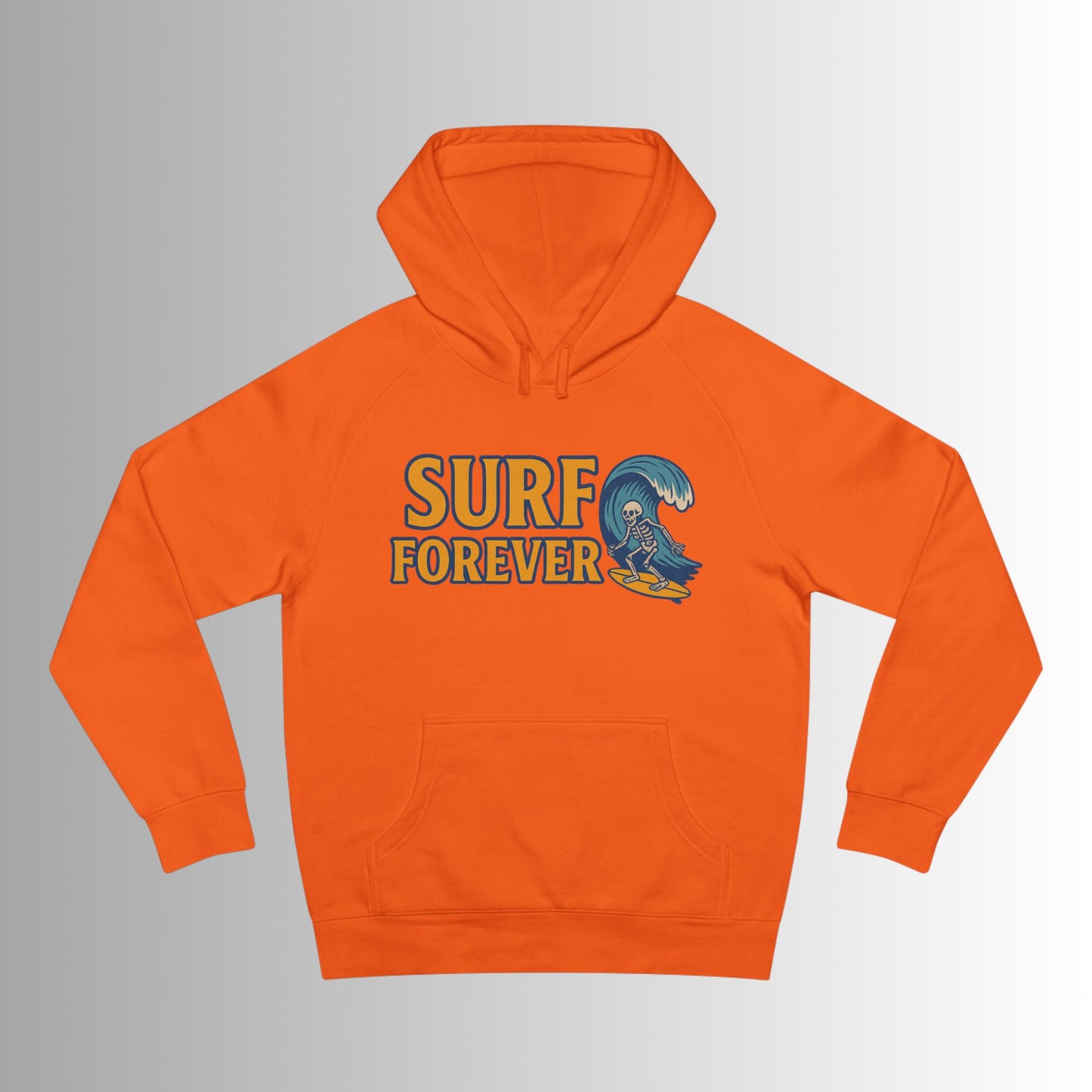 Surf Forever Hoodie — Retro Wave Skeleton Surf Graphic Pullover