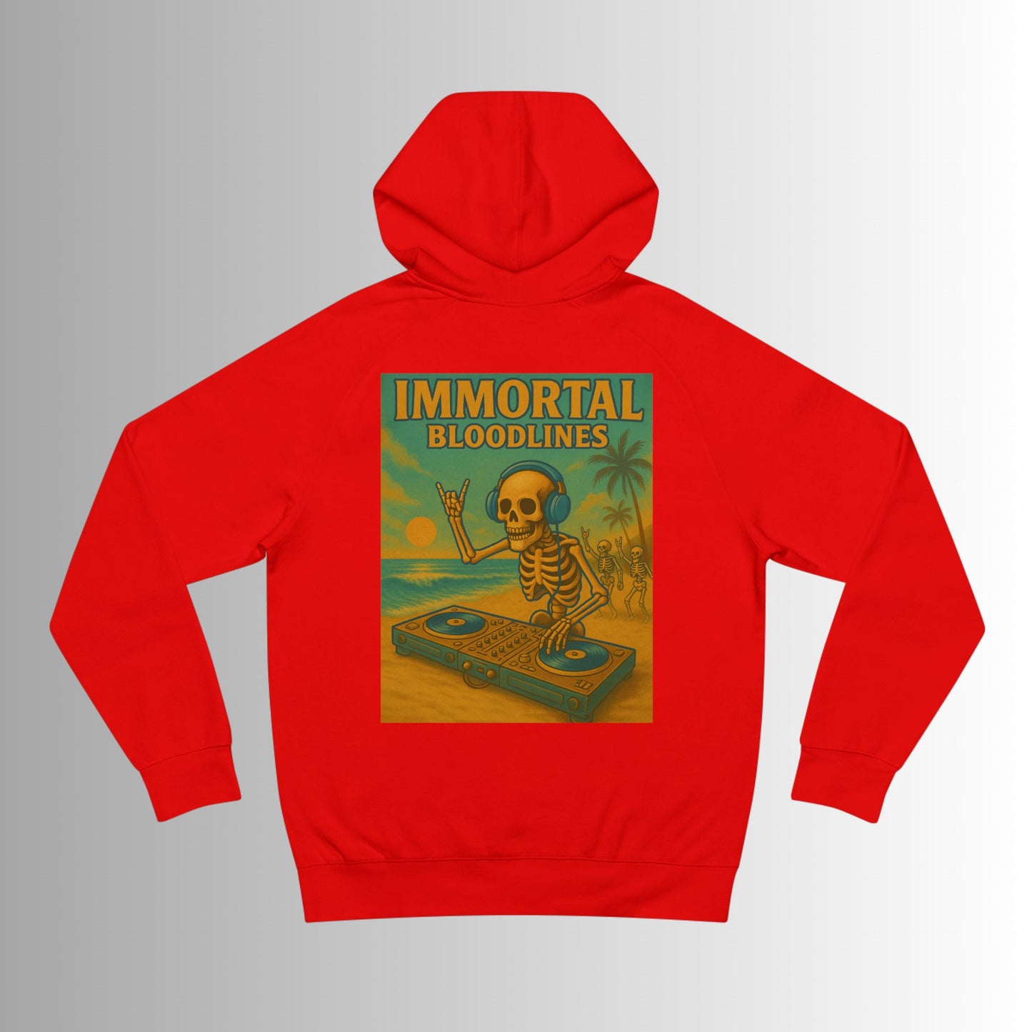 Summer Vibes Hoodie — Retro Wave Skeleton Surf Graphic Pullover