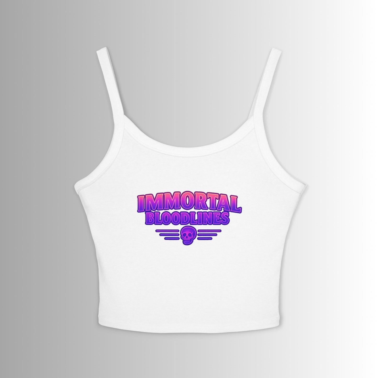 Immortal Bloodlines Crop Tank Top — Retro Neon Gothic Graphic
