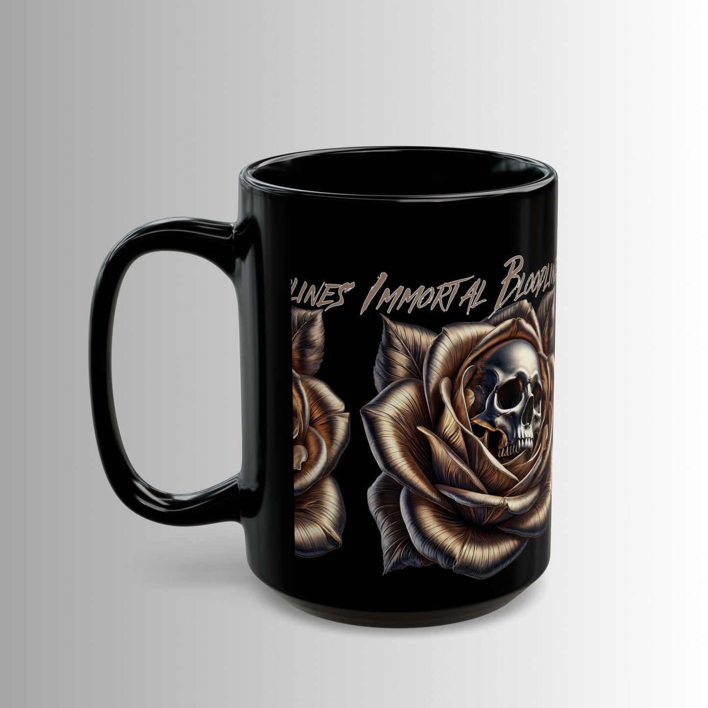 Immortal Bloodlines- Skull Rose Logo -  Black Mug — (11oz & 15oz)