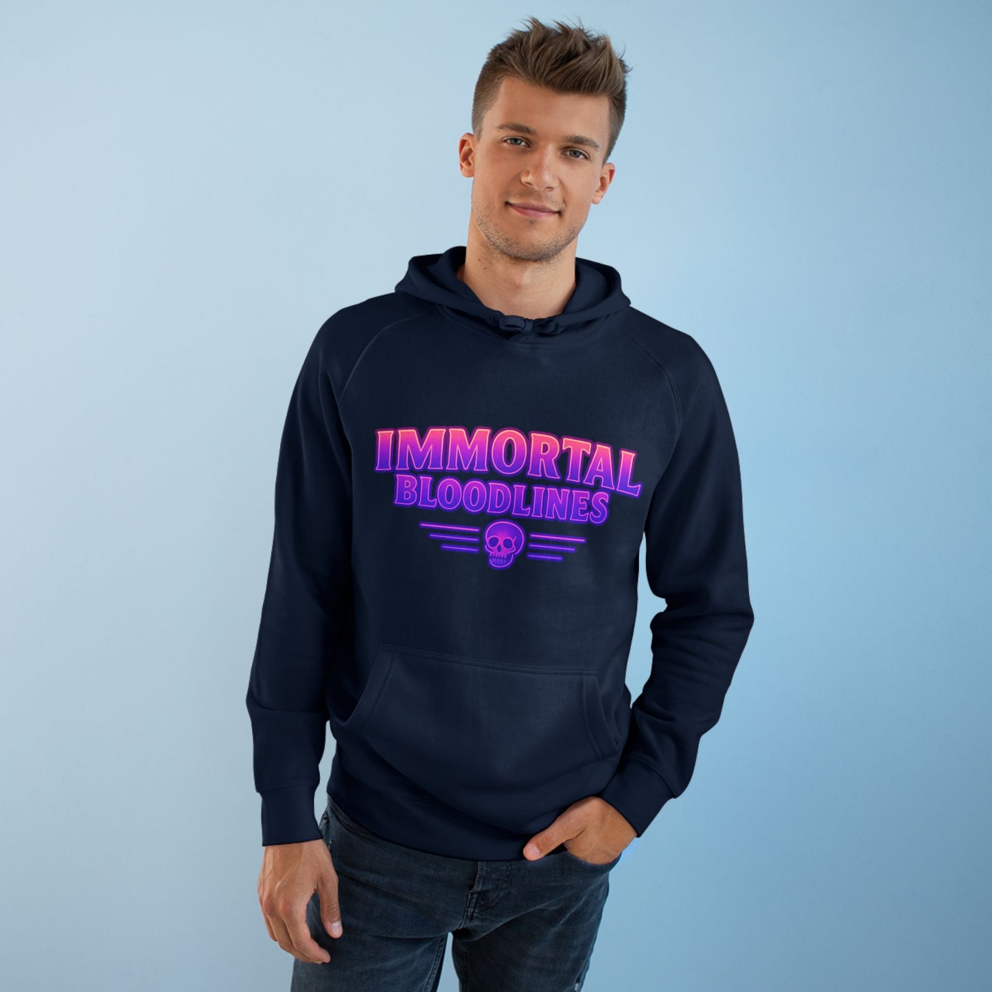 Immortal Bloodlines Hoodie — Retro Wave Skeleton Surf Graphic Pullover