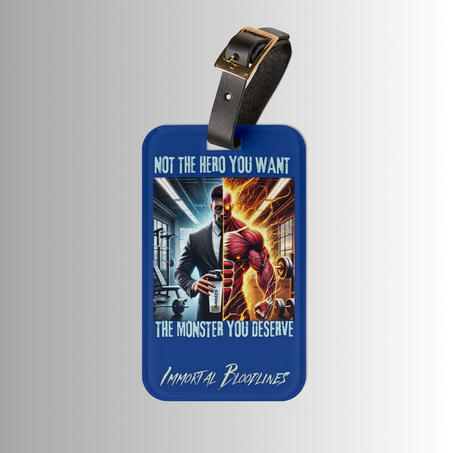 Luggage Tag — “Not the Hero You Want, The Monster You Deserve” Neon Monster Design