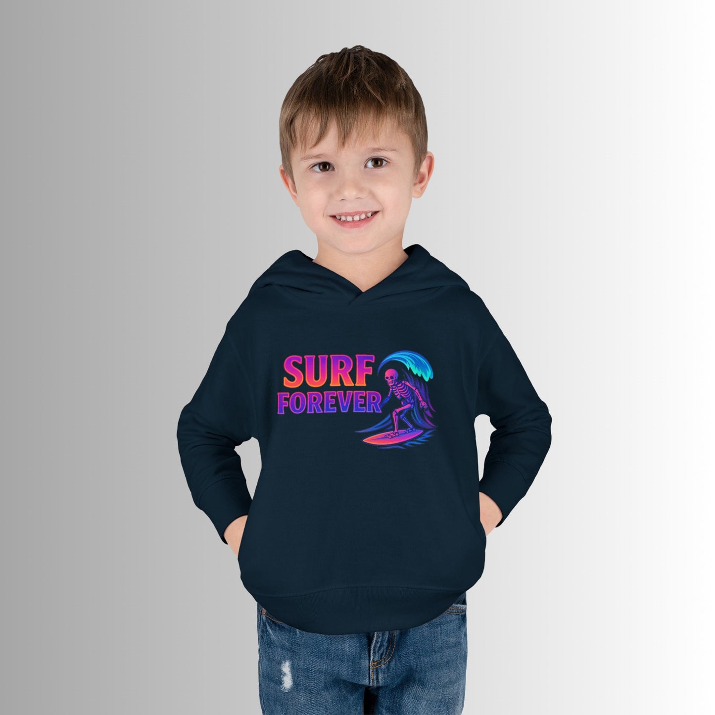 Toddler Hoodie — Neon 'Summer Vibes' Skeleton Pullover