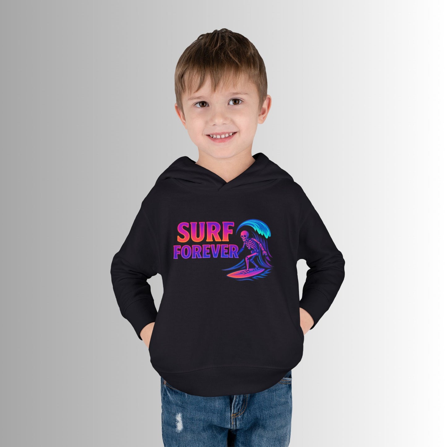 Toddler Hoodie — Neon 'Summer Vibes' Skeleton Pullover