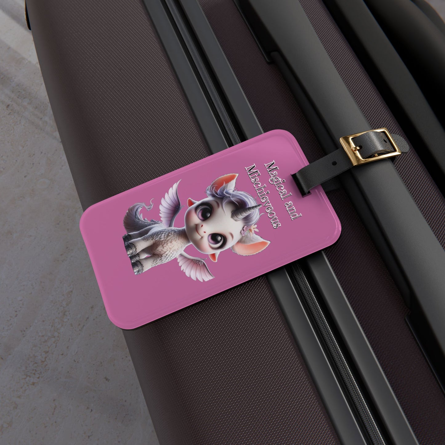 Cute Pegasus Luggage Tag — "Magical and Mischievous" Pink Travel ID