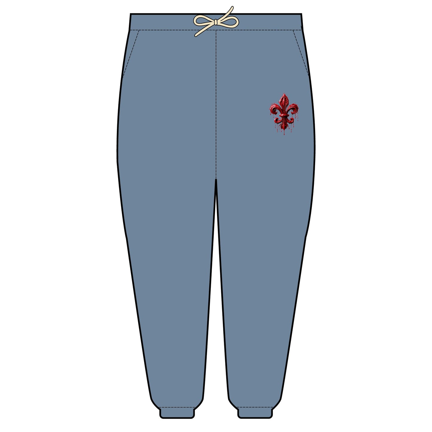 Cozy Garment-Dyed Fleece Sweatpants with Fleur de Lis Emblem