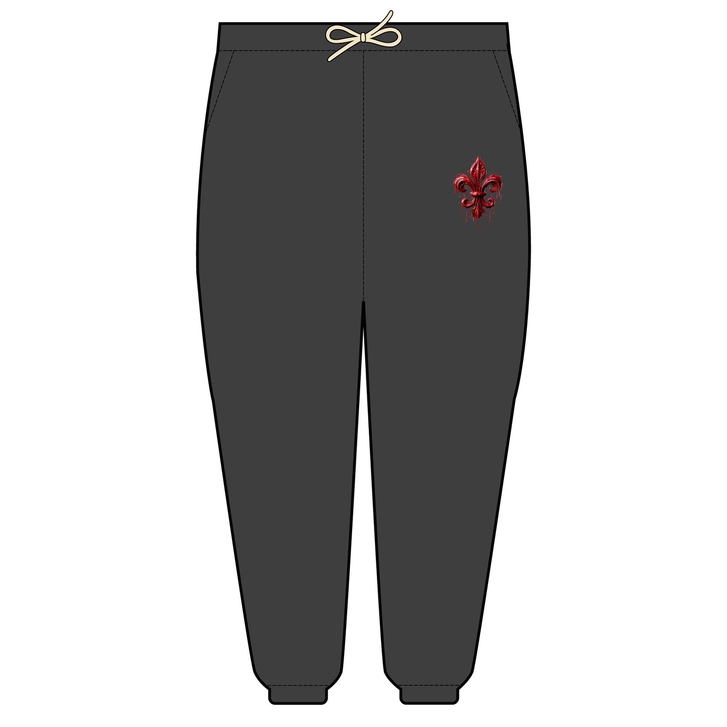 Cozy Garment-Dyed Fleece Sweatpants with Fleur de Lis Emblem