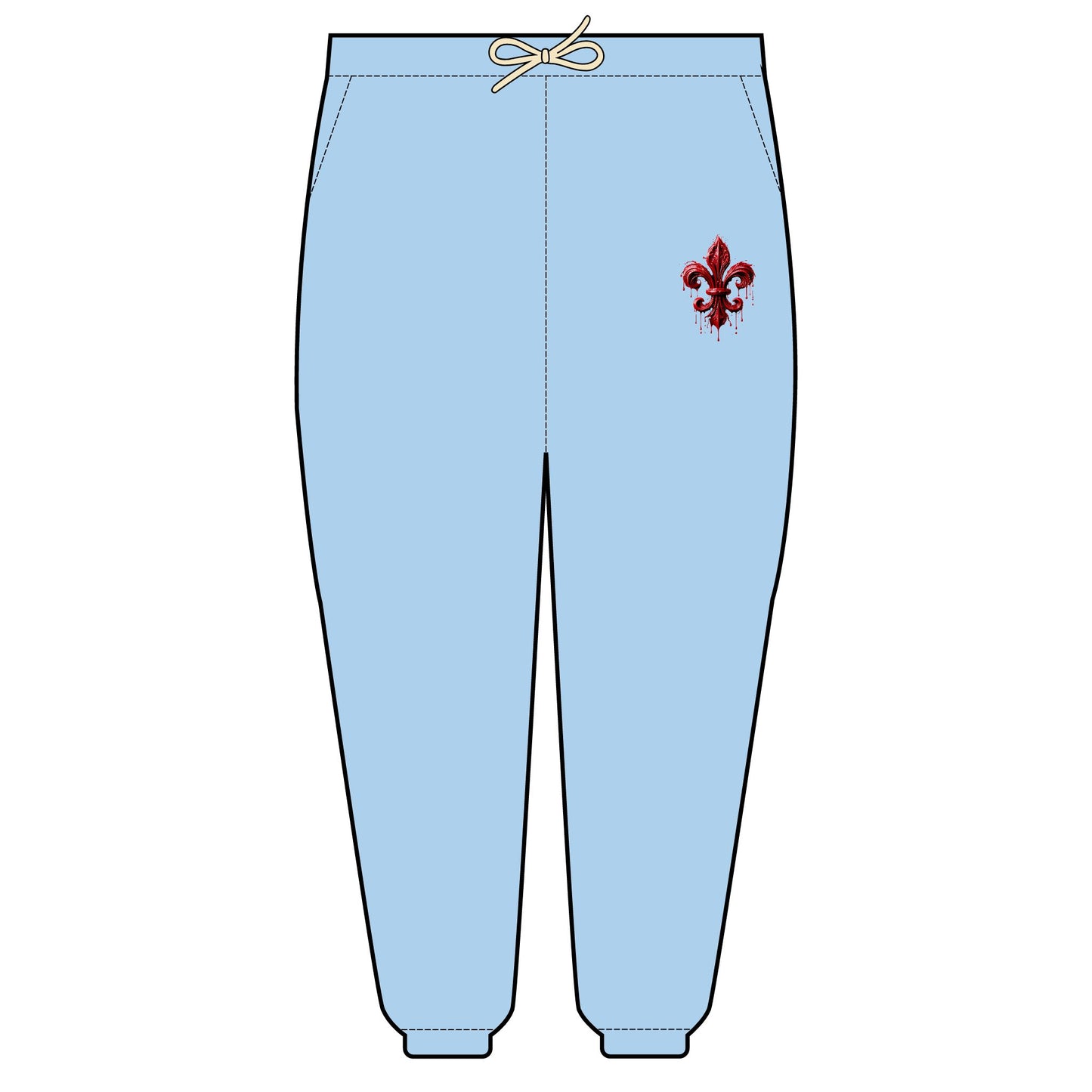 Cozy Garment-Dyed Fleece Sweatpants with Fleur de Lis Emblem