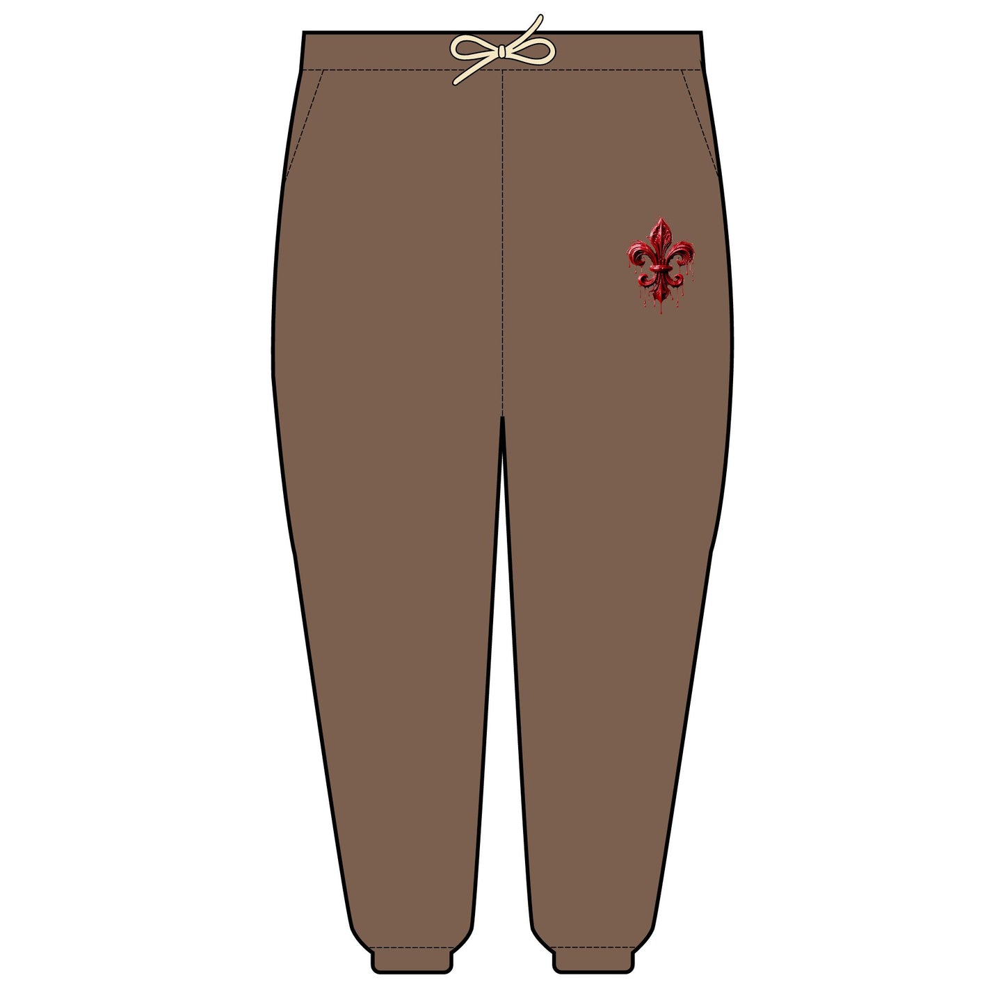 Cozy Garment-Dyed Fleece Sweatpants with Fleur de Lis Emblem