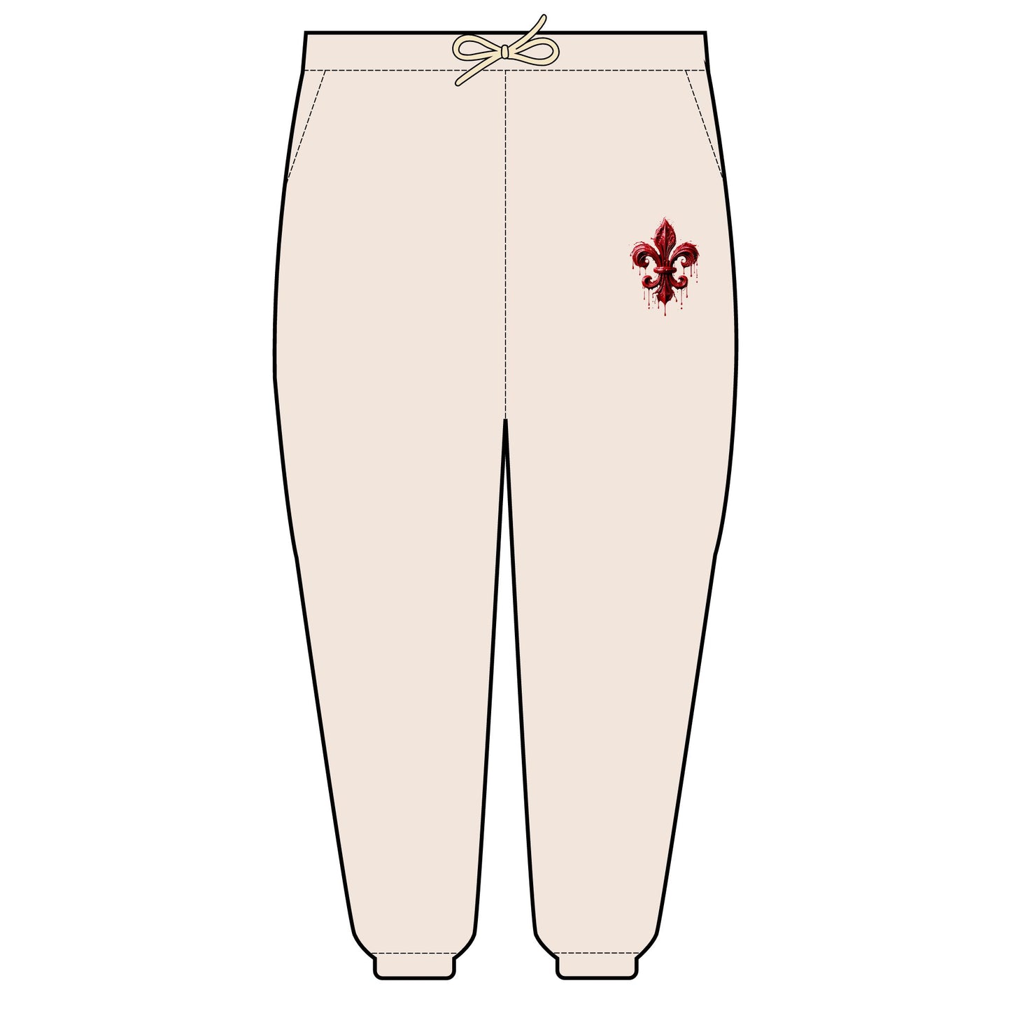 Cozy Garment-Dyed Fleece Sweatpants with Fleur de Lis Emblem