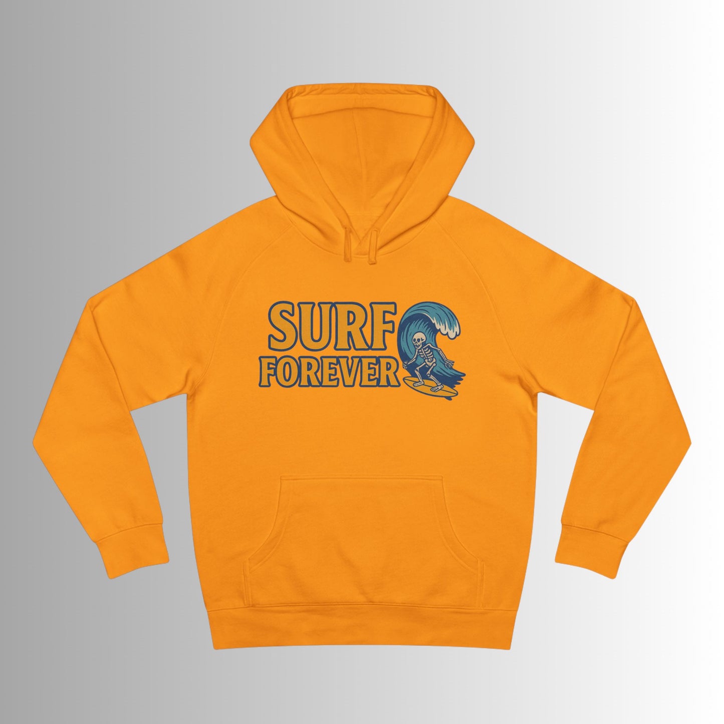 Surf Forever Hoodie — Retro Wave Skeleton Surf Graphic Pullover