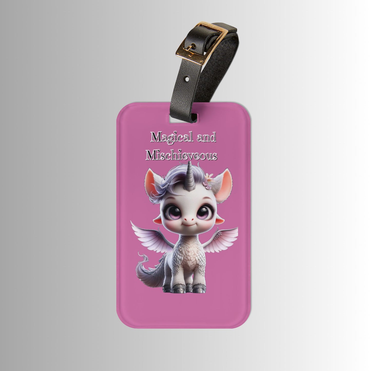 Cute Pegasus Luggage Tag — "Magical and Mischievous" Pink Travel ID