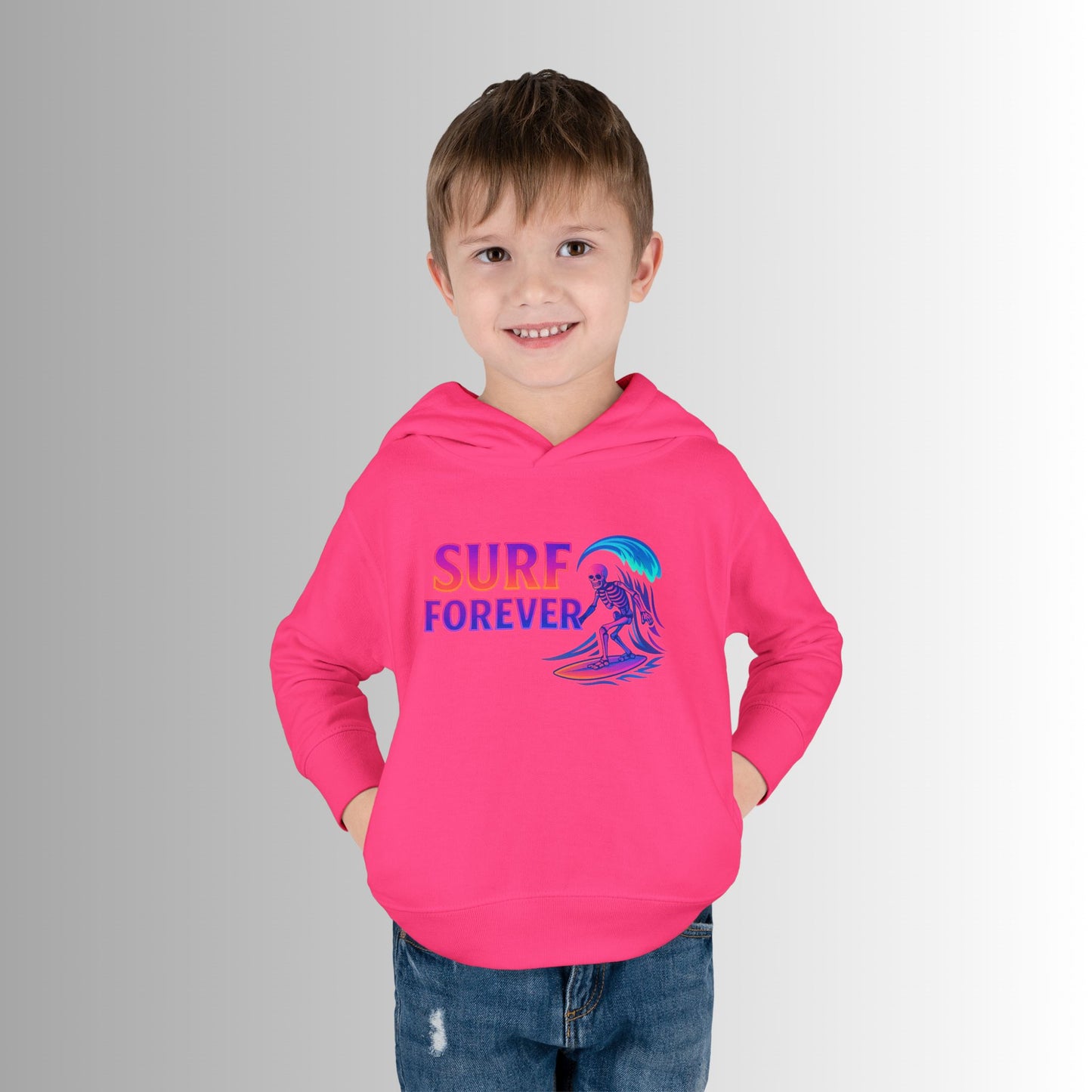 Toddler Hoodie — Neon 'Summer Vibes' Skeleton Pullover