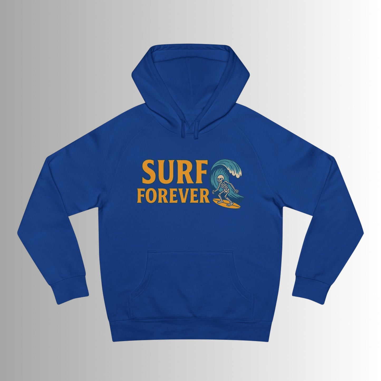 Surf Forever Hoodie — Retro Wave Skeleton Surf Graphic Pullover