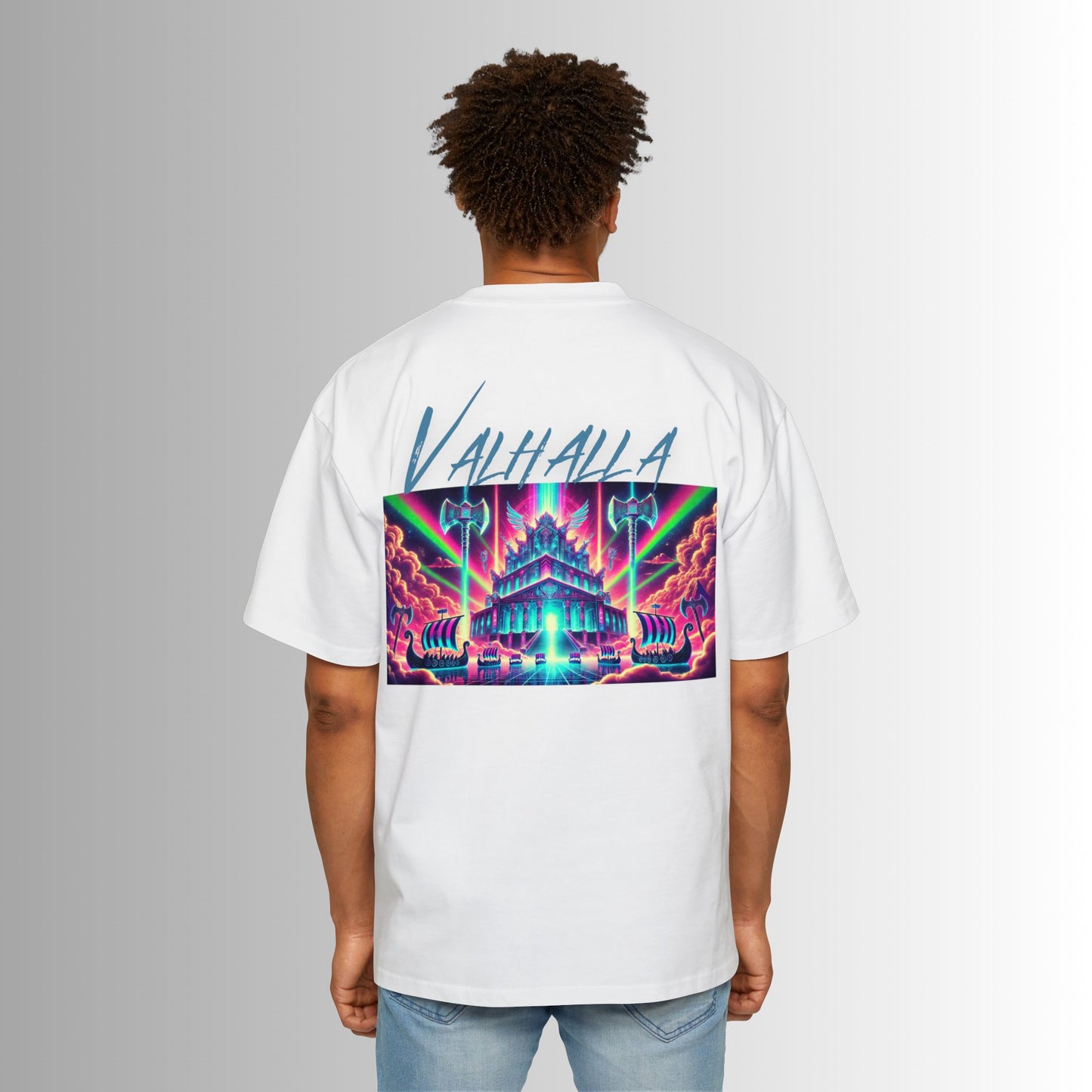 Immortal Bloodlines Men's Heavy Oversized Tee - Valhalla Graphic T-Shirt