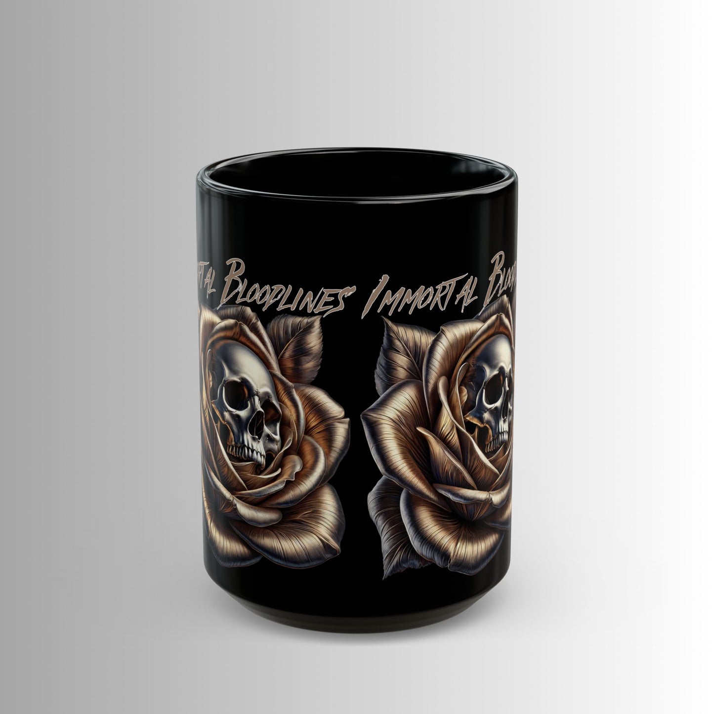 Immortal Bloodlines- Skull Rose Logo -  Black Mug — (11oz & 15oz)