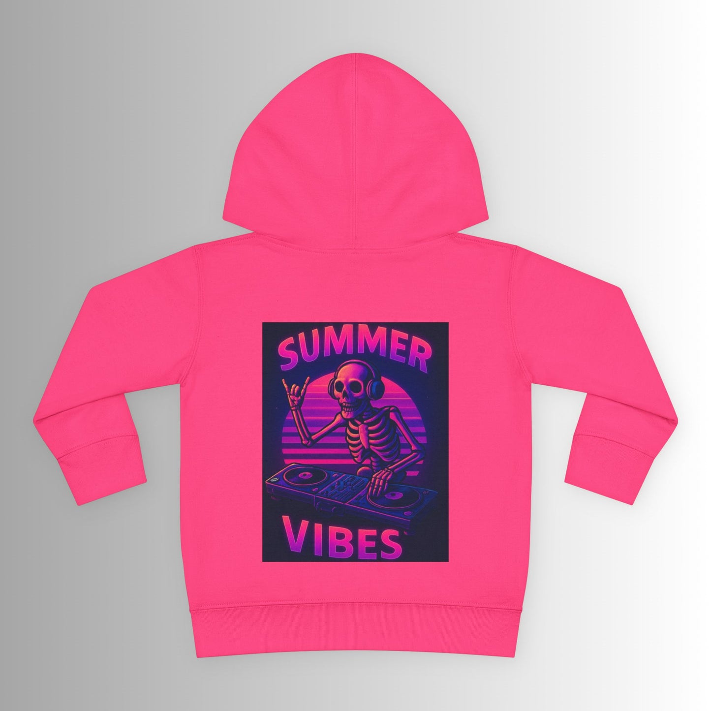 Toddler Hoodie — Neon 'Summer Vibes' Skeleton Pullover
