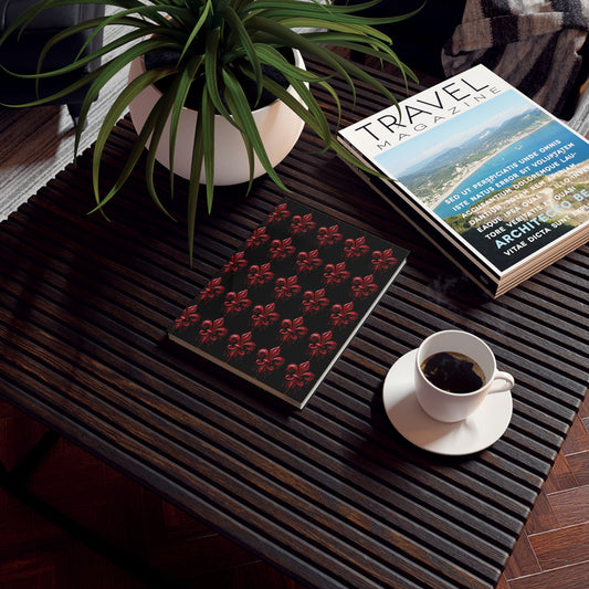 Red Fleur-de-Lis Pattern Hardback Journal — Gothic Floral Notebook for Notes & Sketches