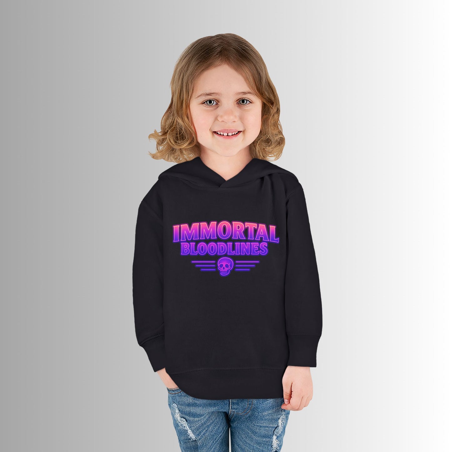 Toddler Hoodie — Neon 'Summer Vibes' Skeleton Pullover