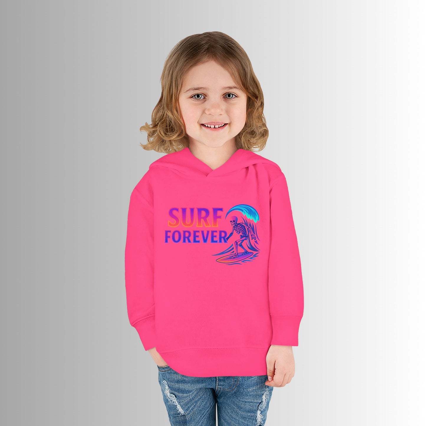 Toddler Hoodie — Neon 'Summer Vibes' Skeleton Pullover