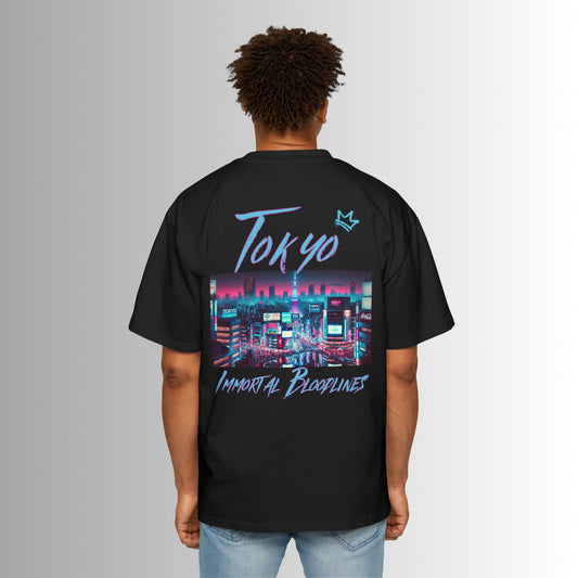 Men's Heavy Oversized Tee - 'Immortal Bloodlines' Graphic Tee with Tokyo Graphic (GCC)