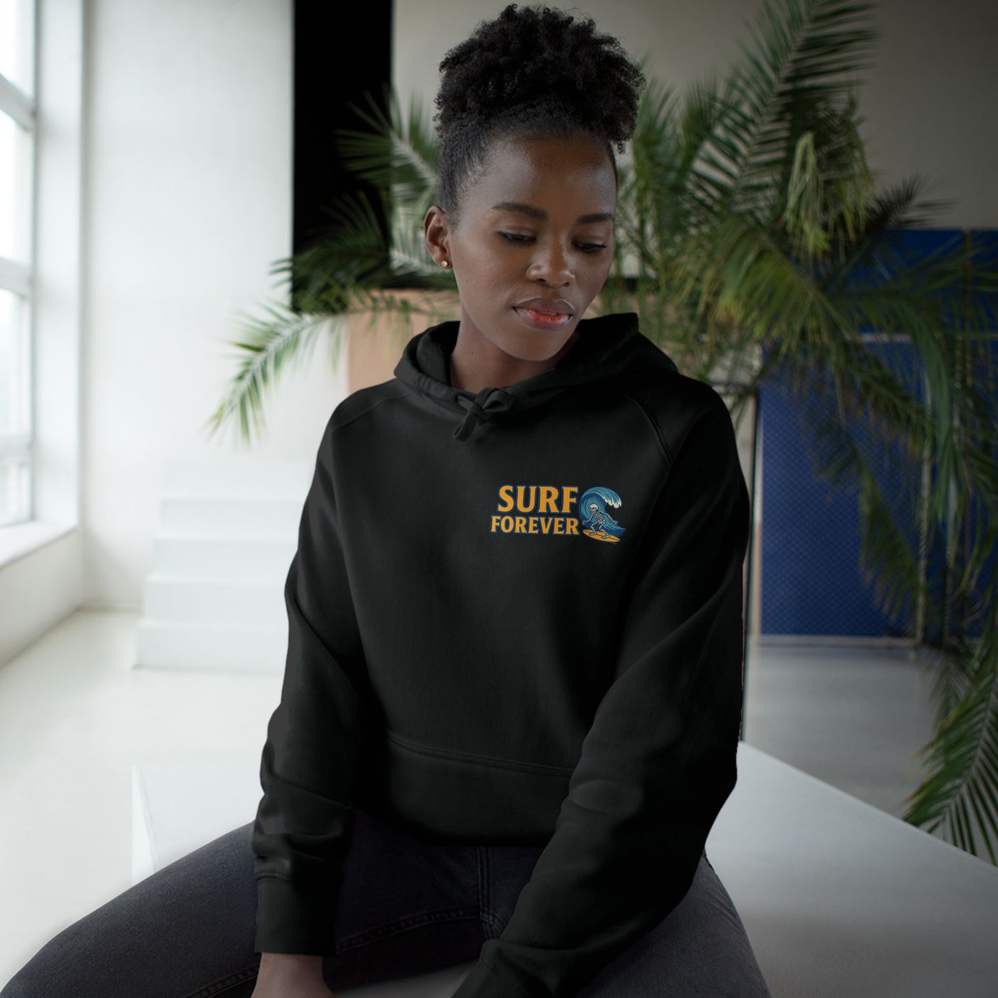 Surf Forever - Large Surfer Skeleton Hoodie