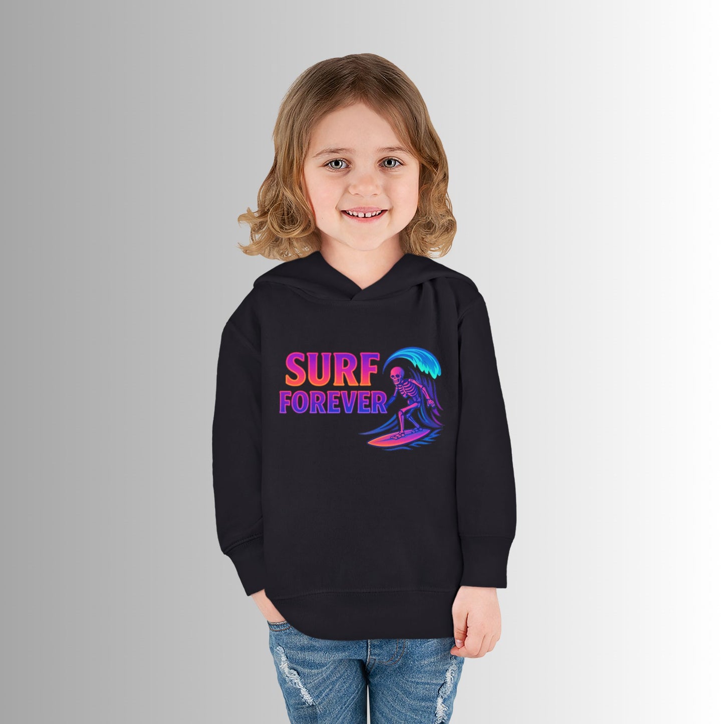 Toddler Hoodie — Neon 'Summer Vibes' Skeleton Pullover
