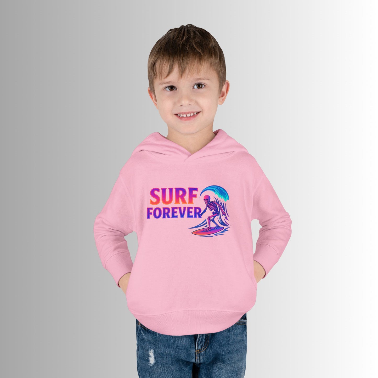 Toddler Hoodie — Neon 'Summer Vibes' Skeleton Pullover