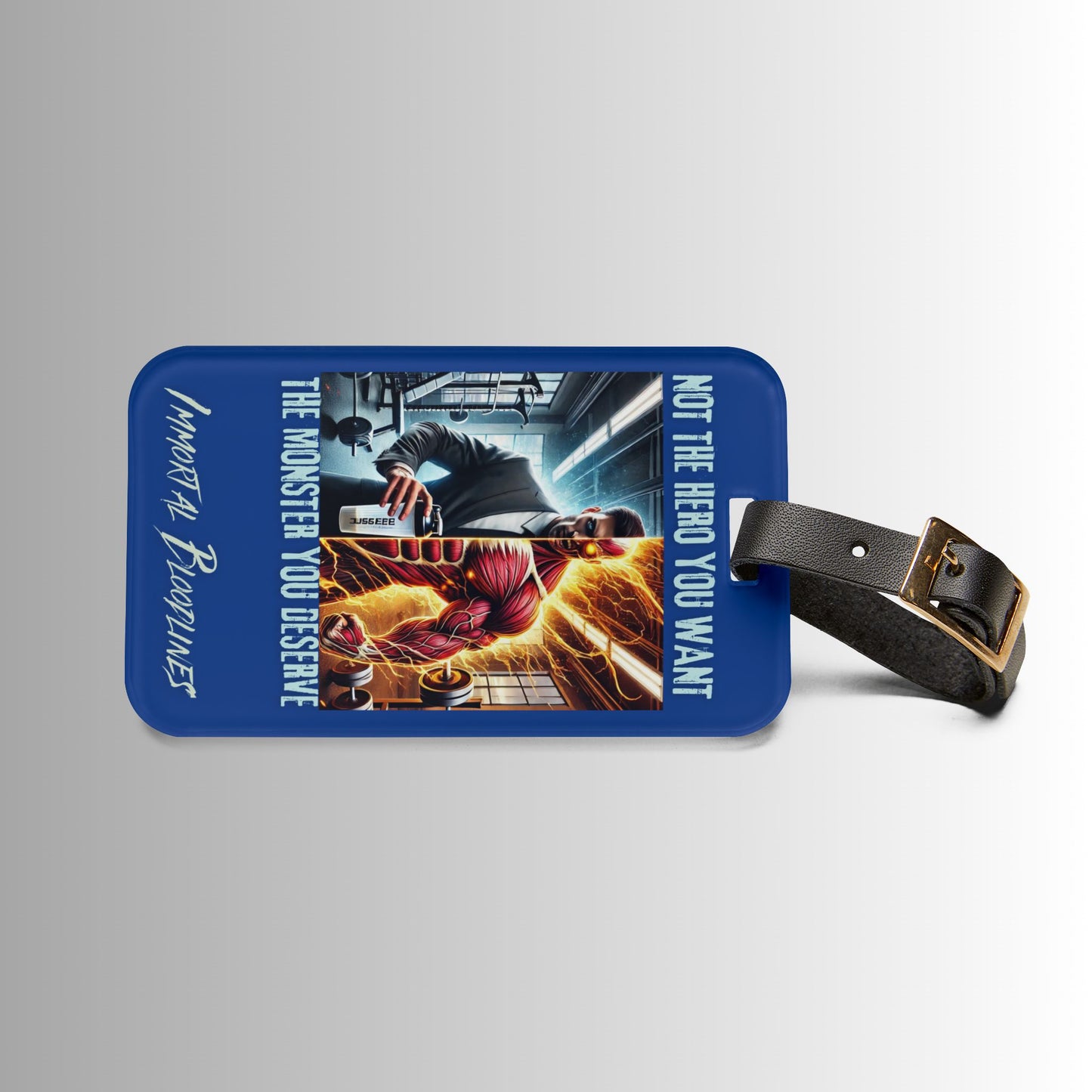Luggage Tag — “Not the Hero You Want, The Monster You Deserve” Neon Monster Design