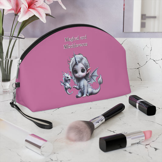 Cute Pink Dragon Makeup Bag — "Magical and Mischievous" Cosmetic Pouch