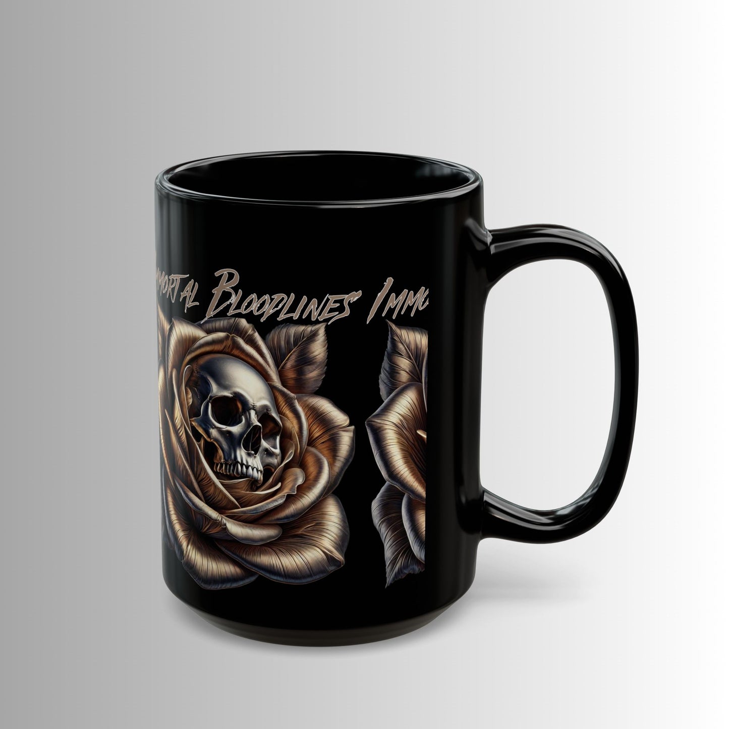 Immortal Bloodlines- Skull Rose Logo -  Black Mug — (11oz & 15oz)