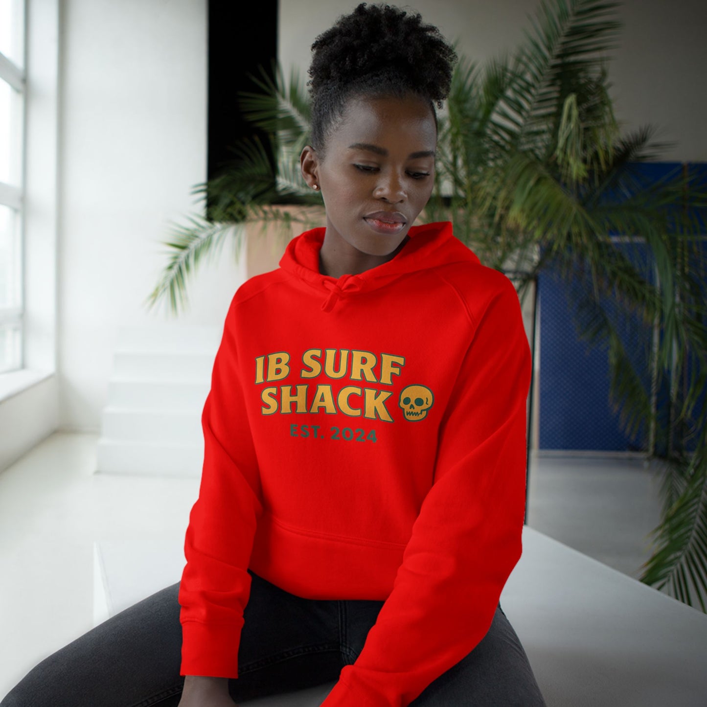 IB Surf Shack Hoodie — Retro Wave Skeleton Surf Graphic Pullover
