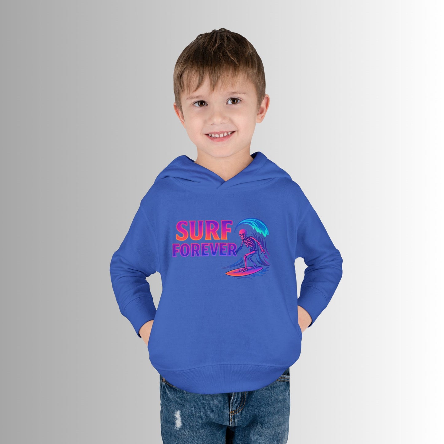 Toddler Hoodie — Neon 'Summer Vibes' Skeleton Pullover