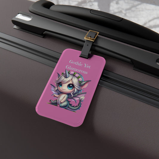 Gothic Yot Glamorous Pink Luggage Tag — Cute Unicorn Dragon Travel ID