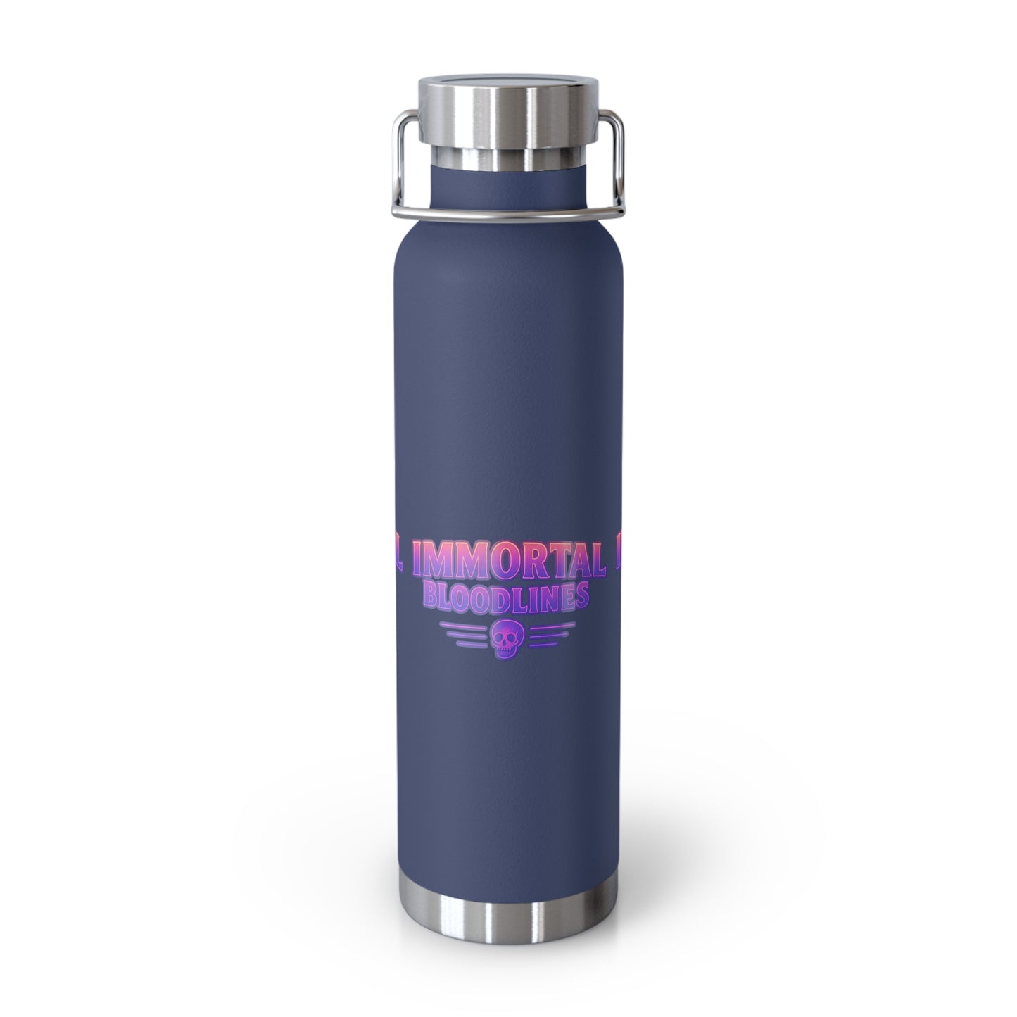 Immortal Bloodlines 22oz Copper Vacuum Bottle — Retro Neon Skull Insulated Water Bottle