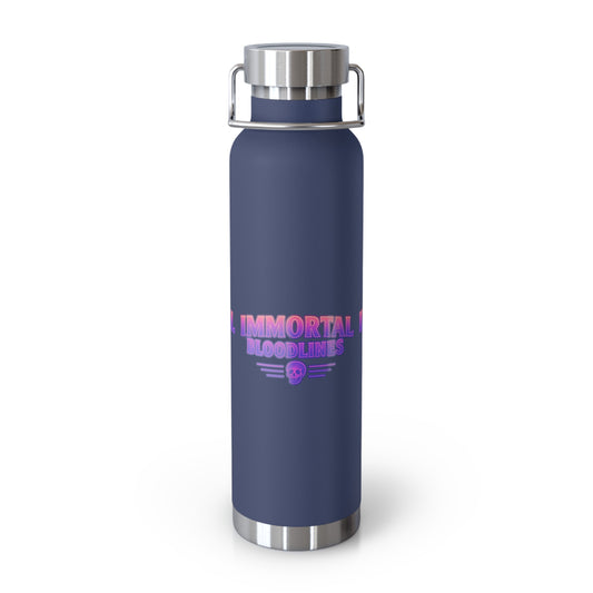 Immortal Bloodlines 22oz Copper Vacuum Bottle — Retro Neon Skull Insulated Water Bottle
