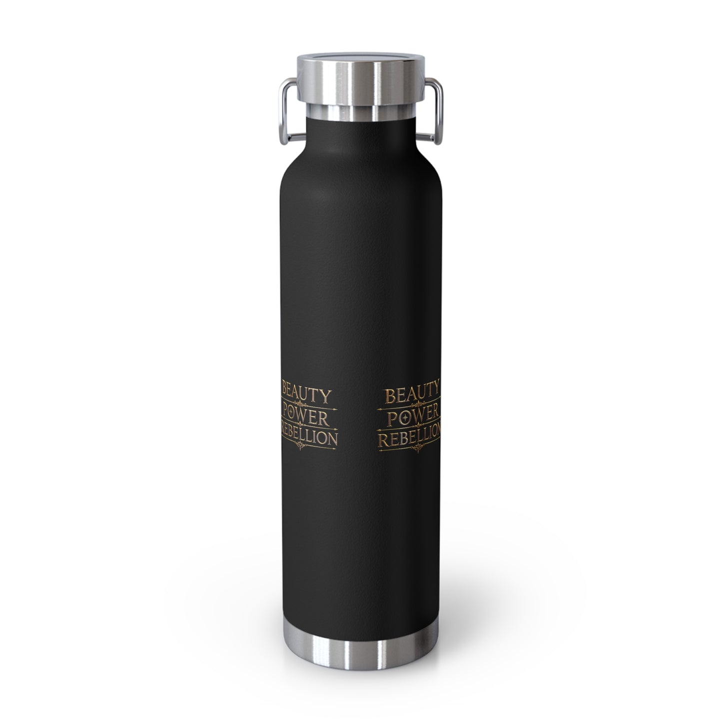 22oz Copper Vacuum Insulated Bottle — Black Matte with Ornate Gold Lilith Crest