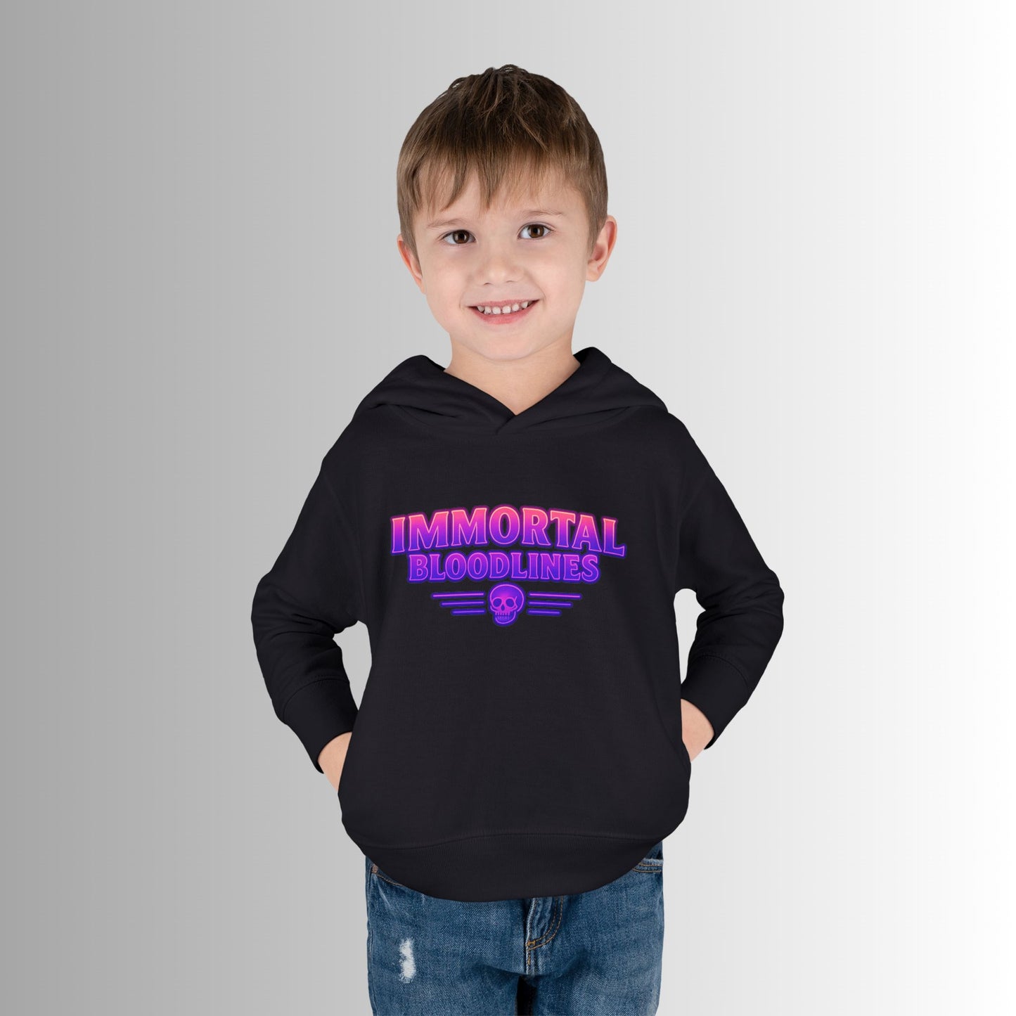 Toddler Hoodie — Neon 'Summer Vibes' Skeleton Pullover