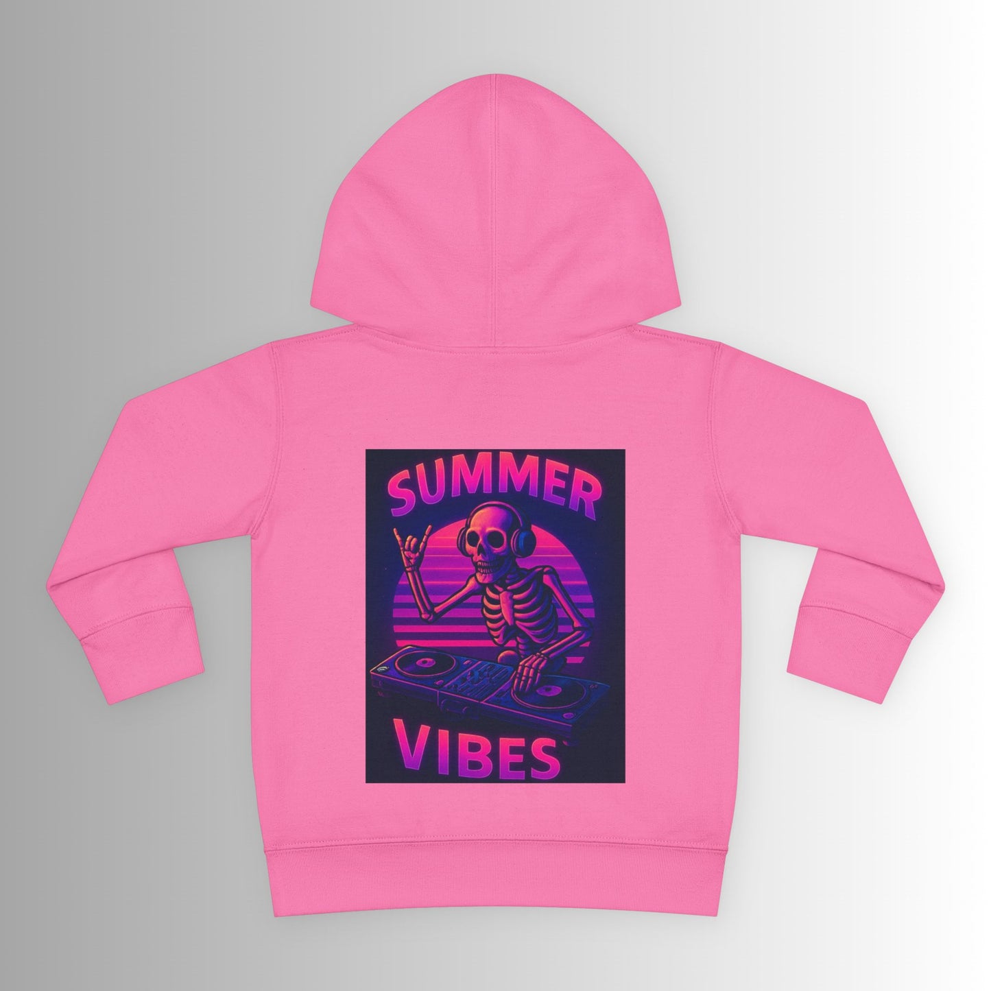 Toddler Hoodie — Neon 'Summer Vibes' Skeleton Pullover