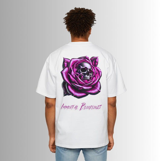 Heavy Oversized Tee - 'Immortal Bloodlines' Graphic Tee with Skull Rose GCC